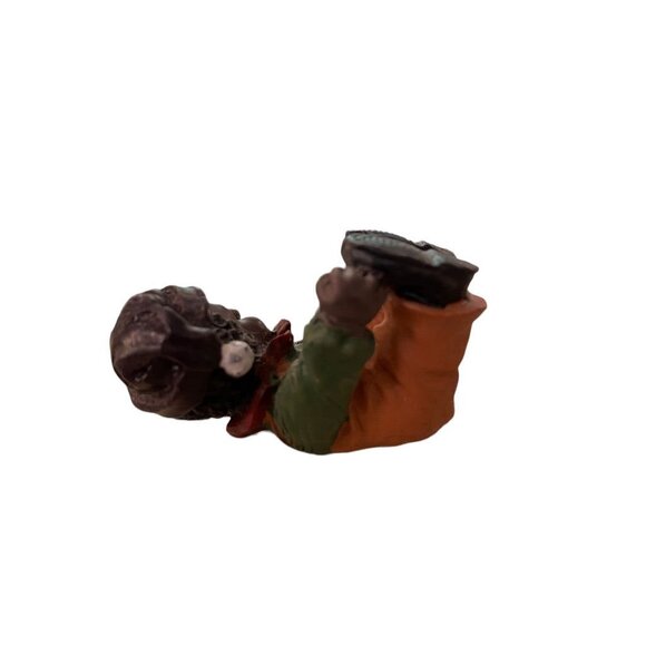 1999 Resin Clown Baby Figurine Orange Overalls 2" Brown Skin - Picture 4 of 10